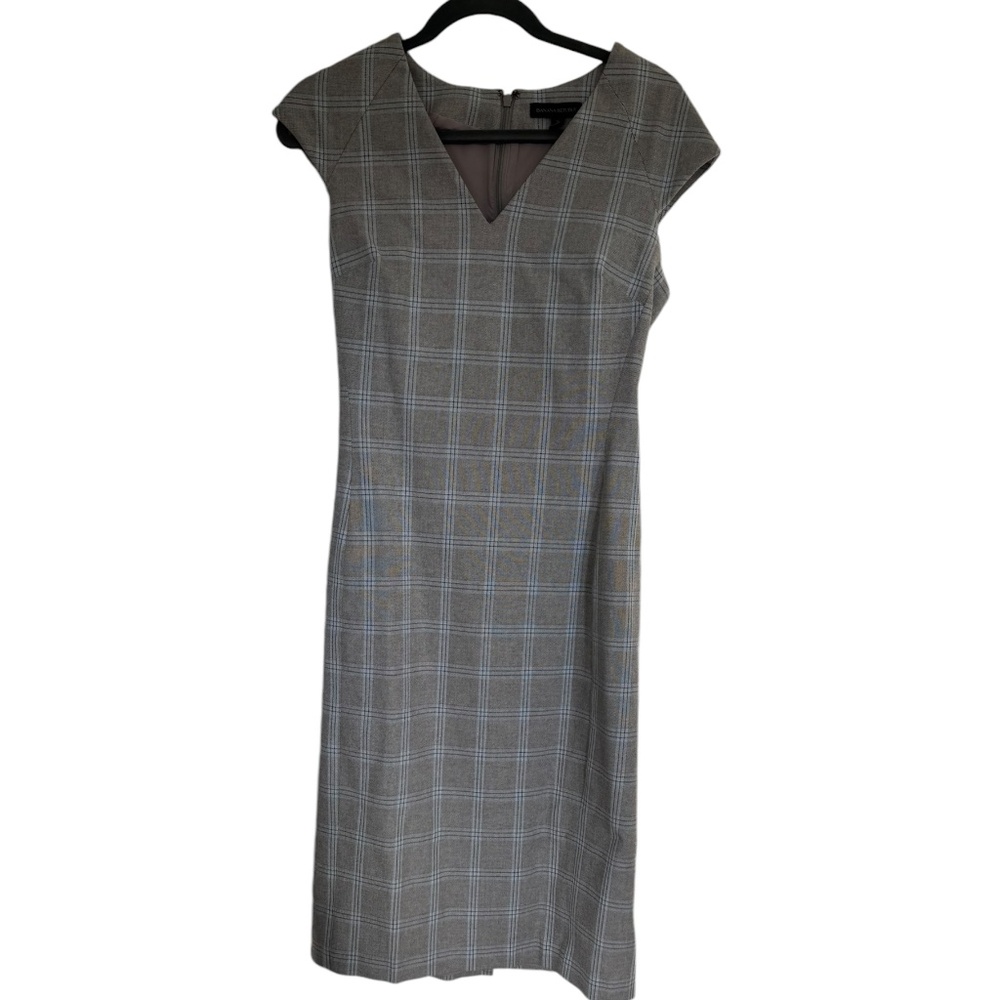 Banana Republic Charcoal Checkered Midi Dress
